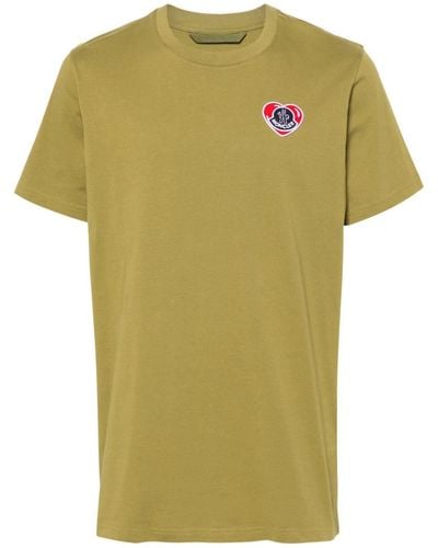Moncler Heart T-Shirt mit Logo-Patch - Gelb