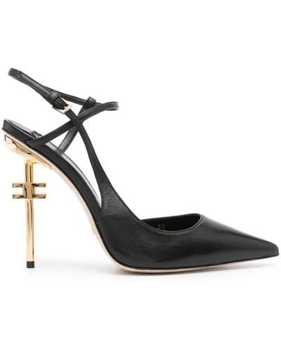 Elisabetta Franchi 120mm Leather Court Shoes - Black