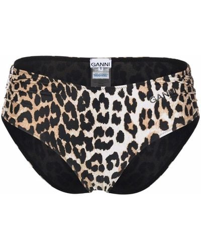 Ganni Bragas de bikini con estampado de leopardo - Negro