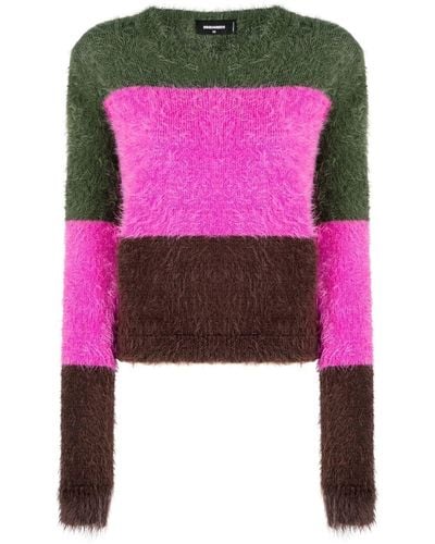 DSquared² Striped Brushed-effect Sweater - Pink