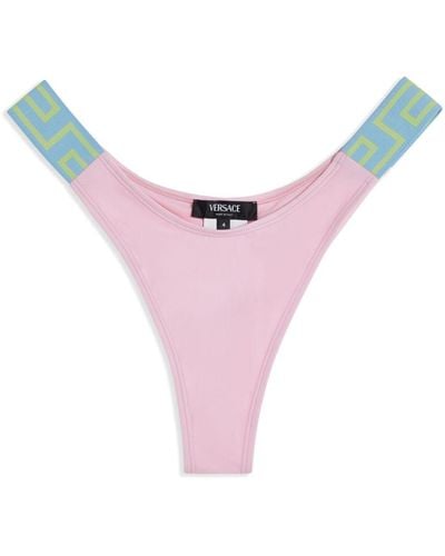 Versace Greca Border Low-rise Bikini Bottoms - Pink