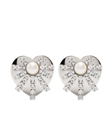 Alessandra Rich Crystal-embellished Earrings - White