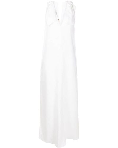 Adriana Degreas Bow-detailing Linen Dress - White