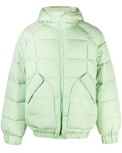 Arte' Elasticated-hem Hooded Padded Jacket - Green