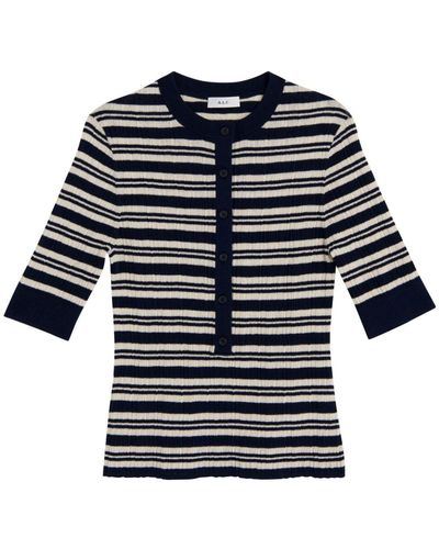 A.L.C. Fisher Striped Knitted Top - Blue