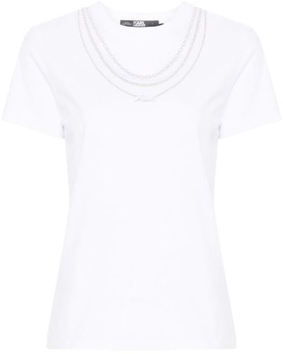 Karl Lagerfeld Karl Signature Necklace T-Shirt - Weiß