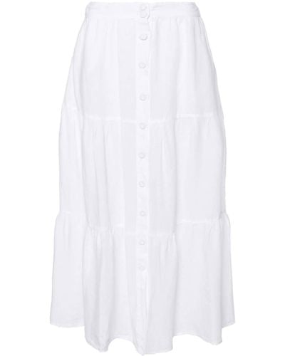 120% Lino Tiered Linen Midi Skirt - ホワイト