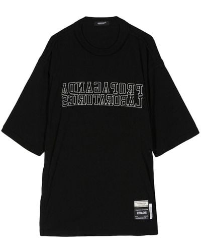 Undercover Slogan-embroidered cotton T-shirt - Schwarz