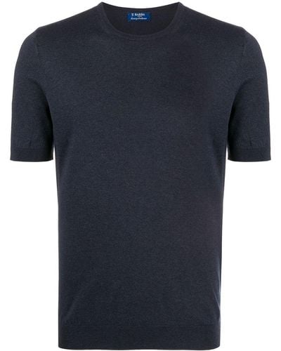 Barba Napoli Knitted Plain T-shirt - Blue