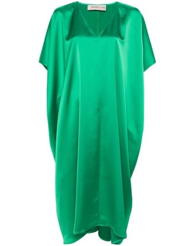 Blanca Vita Satin Shift Midi Dress - Green