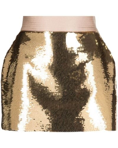 Alex Perry Sequin-embellished Mini Skirt - Natural