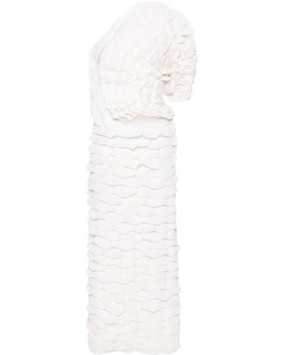 Chloé Ruffled Asymmetric Maxi Dress - White