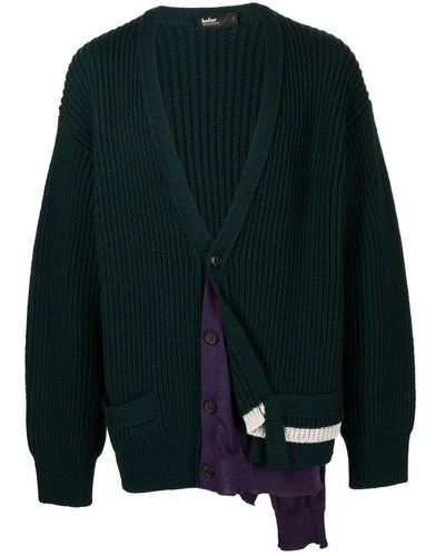 Kolor Ribbed-knit Wool Cardigan - Green