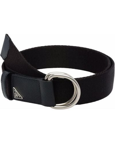 Prada Triangle Logo D-ring Belt - Black