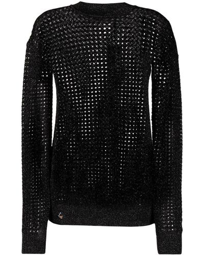 Philipp Plein Metallic-threaded Mesh Sweater - Black
