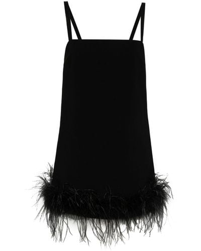 Pinko Feather-trim Crepe Minidress - Black