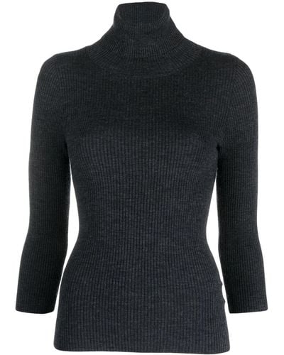 Aspesi Ribbed-knit Roll-neck Knitted Top - Black