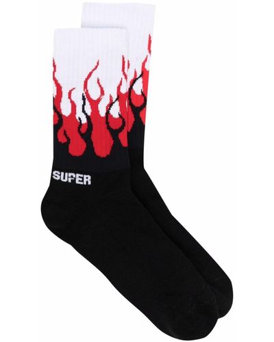 Vision Of Super Flame-print Ankle Socks - Black