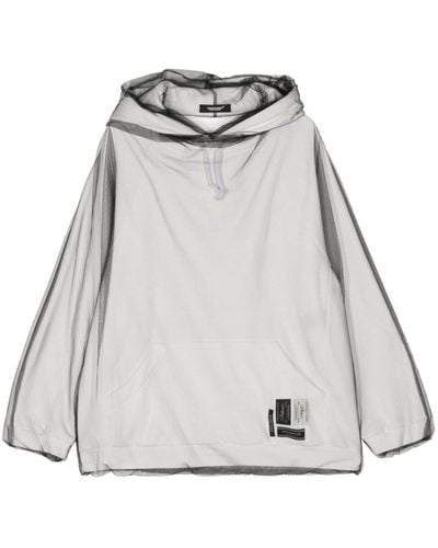 Undercover Mesh-overlay cotton hoodie - Grigio