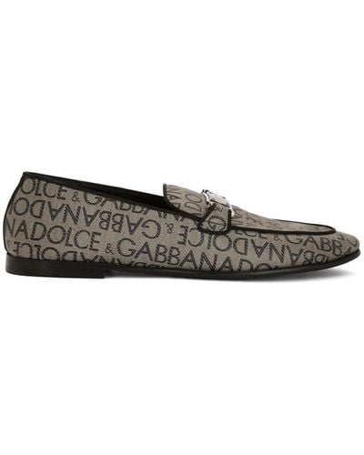 Dolce & Gabbana Jacquard-Loafer mit Logo-Schild - Grau
