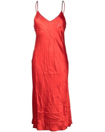 Balenciaga Crinkled Silk Slip Dress - Red