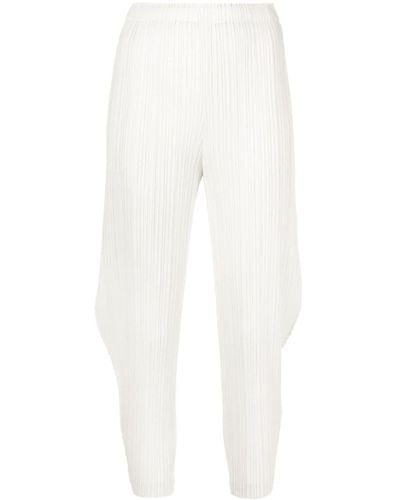 Pleats Please Issey Miyake Pantalones Monthly Colors January de talle alto - Blanco