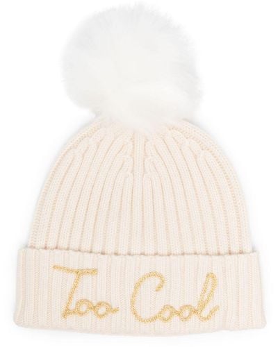 Mc2 Saint Barth Too Cool-embroidered Ribbed Beanie - Natural