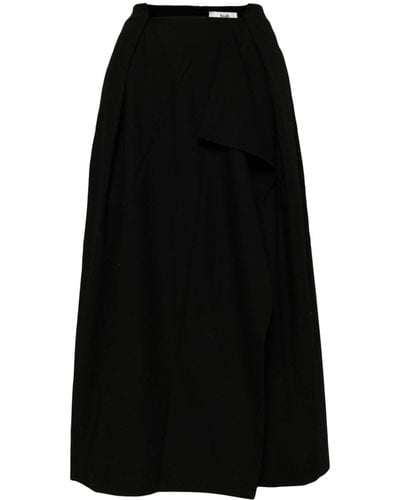 B+ AB Draped Midi Skirt - Black