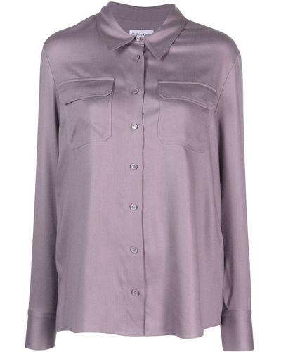 Calvin Klein Flap-pocket Button-up Shirt - Purple