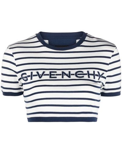 Givenchy Logo-embroidered Knitted Cropped Top - Blue