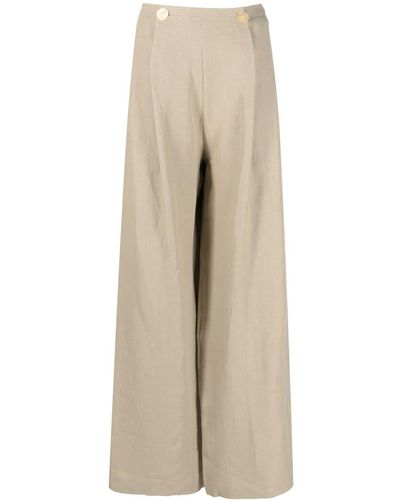 LeKasha Minuf Wide-leg Linen Trousers - Green