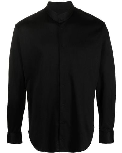 Giorgio Armani Band-collar Cotton Shirt - Black