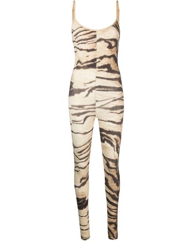 Baserange Tiger-print Sleeveless Jumpsuit - Natural