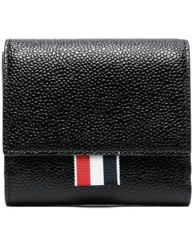 Thom Browne Rwb Stripe Pebbled Leather Wallet - Black