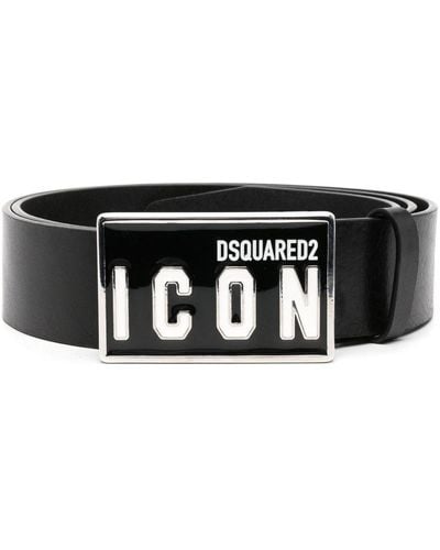 DSquared² ロゴバックル レザーベルト - ブラック