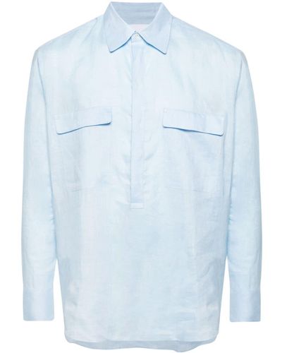 PT Torino Langärmeliges Hemd aus Leinen - Blau