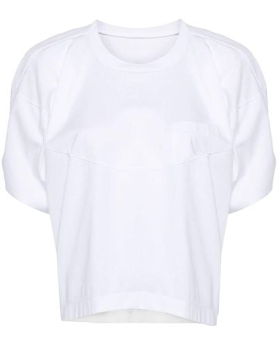 Sacai Puff-Sleeves Cotton T-Shirt - White