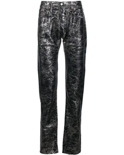 GALLERY DEPT. Abstract-print Metallic Straight-leg Jeans - Grey