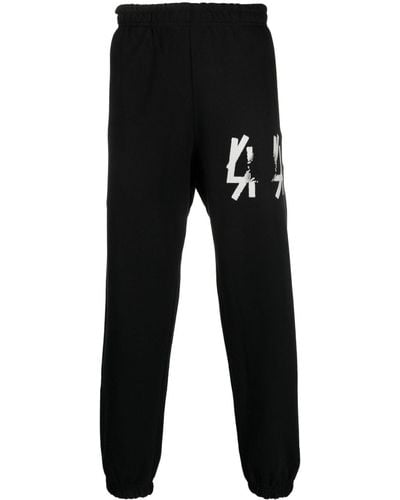 44 Label Group Pantalon de jogging en coton à logo imprimé - Noir