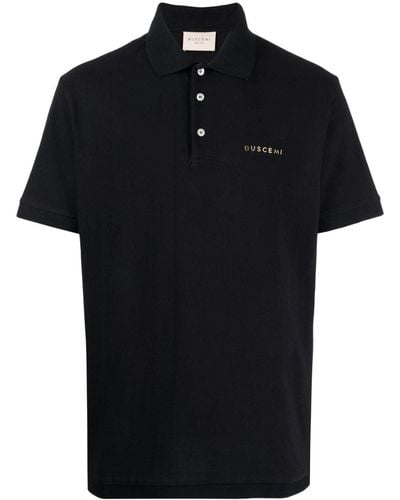 Buscemi Logo-plaque Cotton Polo Shirt - Black