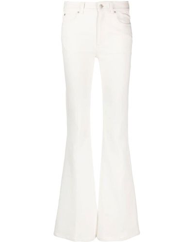 Alexander McQueen Jean évasé à taille haute - Blanc