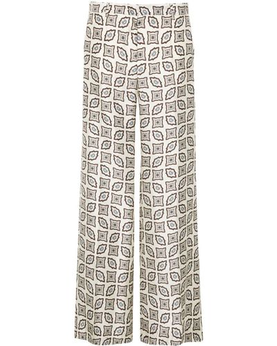 Alberto Biani Geometric-print Flared Trousers - White