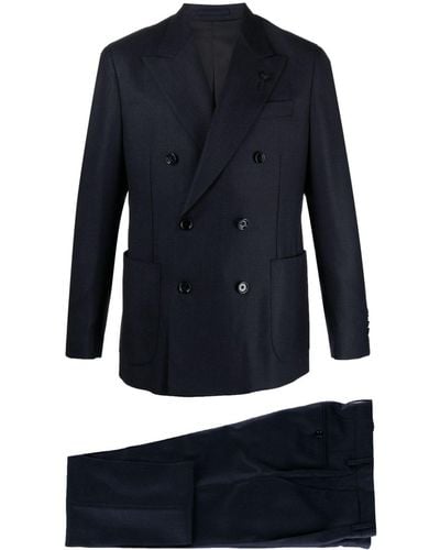 Lardini チェック スーツ - ブルー