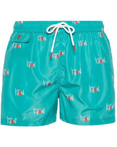 Kiton Logo-print Swim Shorts - Blue