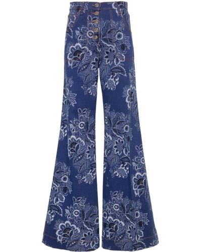 Etro Paisley-print High-rise Flared Jeans - Blue