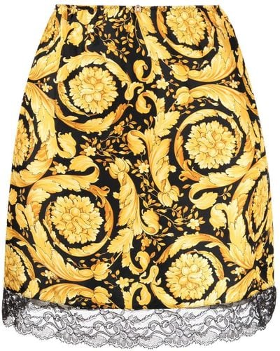 Versace Barocco-print Silk Inner Skirt - Yellow