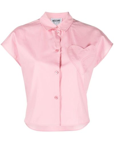 Moschino Jeans Heart-patch cotton shirt - Rosa