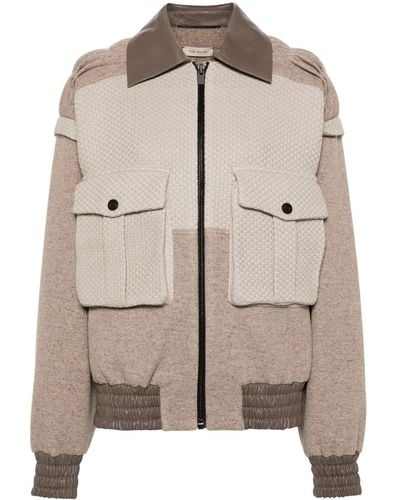 The Mannei Pintuck-detail Panelled Jacket - Natural