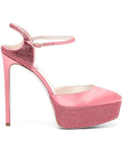Rene Caovilla 136mm Silk Sandals - Pink