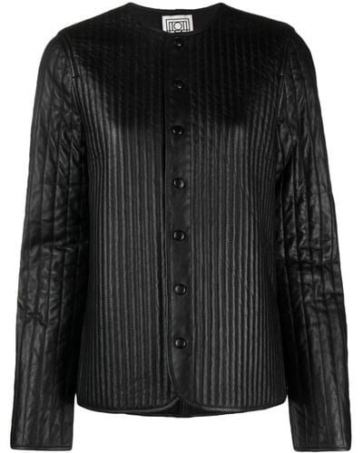 Totême Quilted Leather Jacket - Black